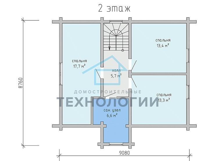 Полутораэтажный дом шале из бруса 9х9 с котельной Млада